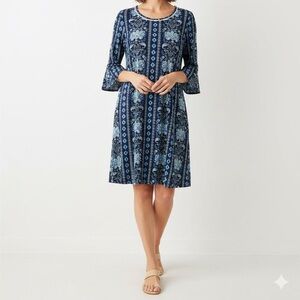 French Laundry Navy and White Long Sleeve Dress